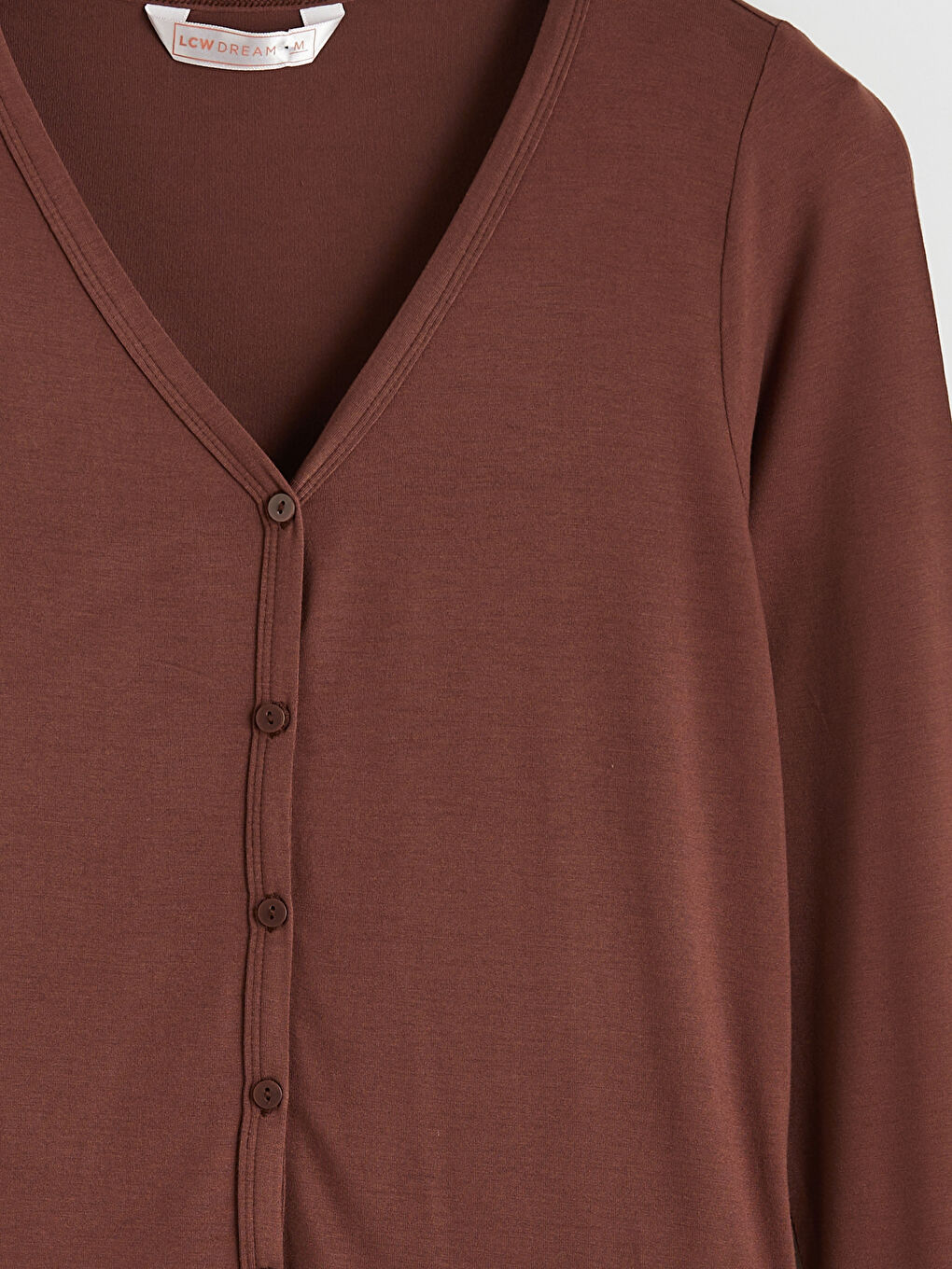 Kahverengi V Yaka Kadın Pijama Takım-5