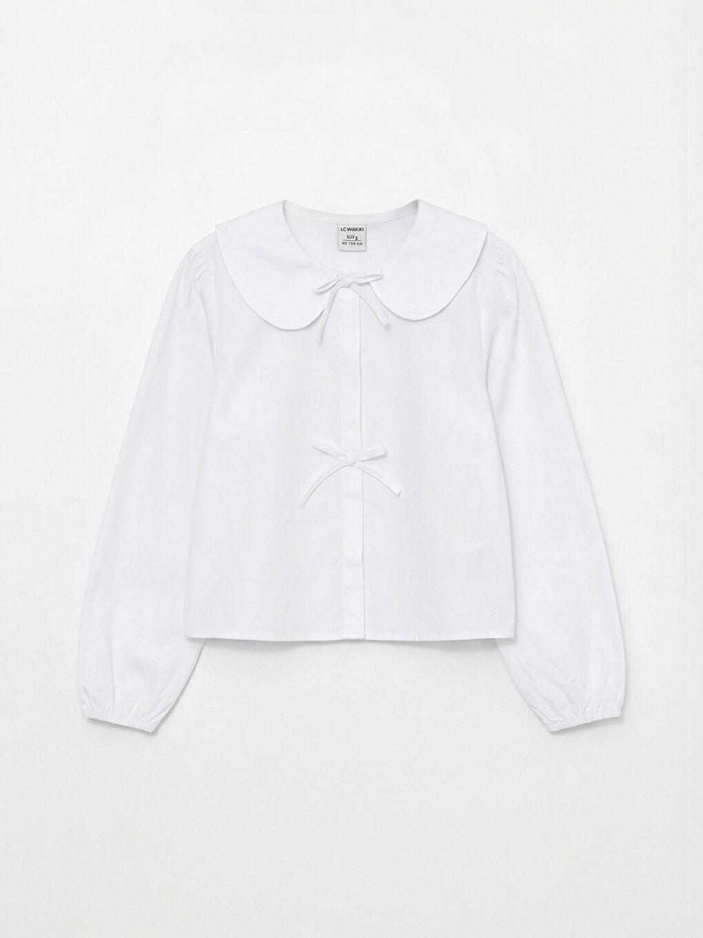 Košulja od poplina sa dugim rukavima i bebim okovratnikom za devojčice