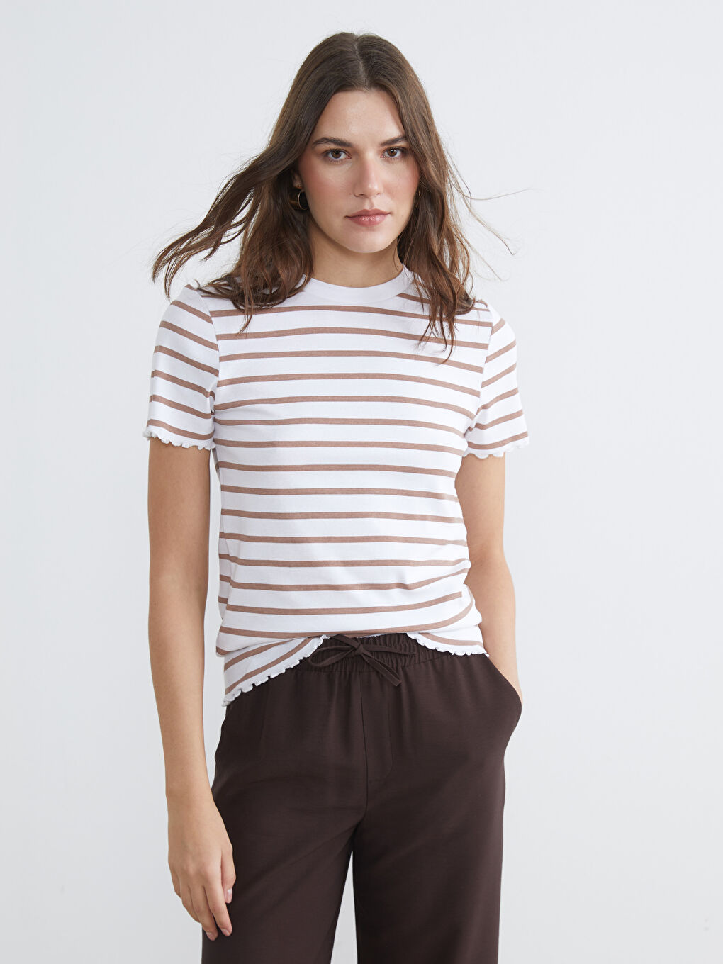 Женщины Коричневый Футболка