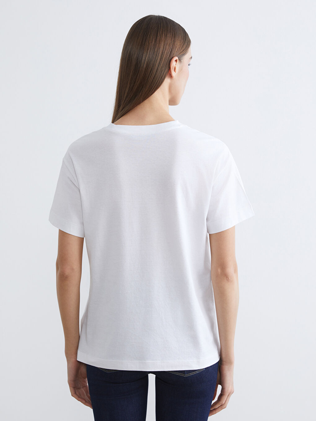 Әйелдерге арналған new york басылған дөңгелек жағалы футболка-3