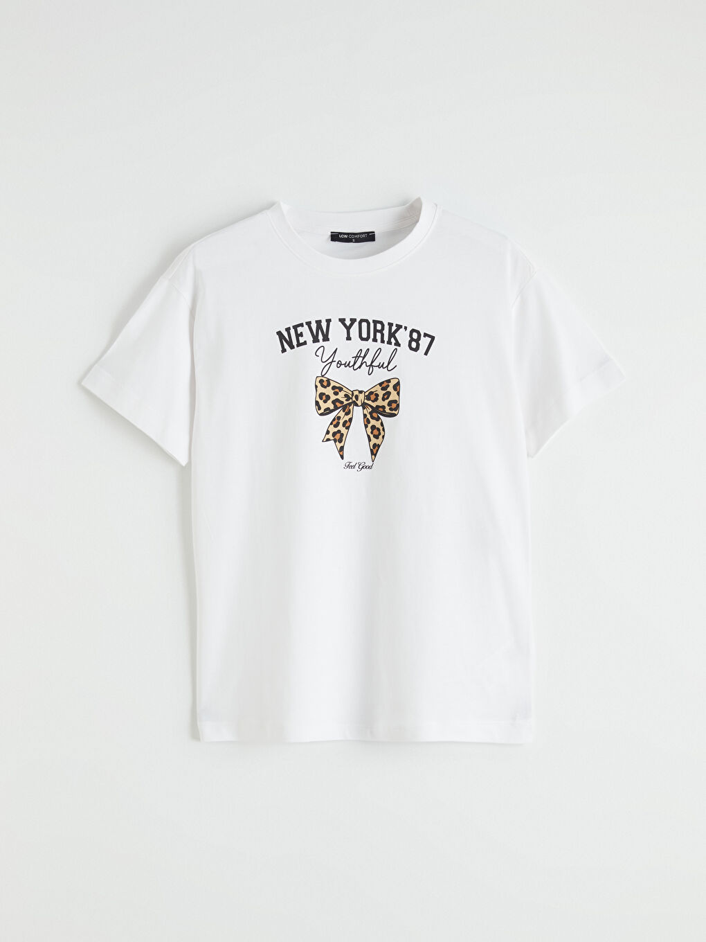 Әйелдерге арналған new york басылған дөңгелек жағалы футболка-4