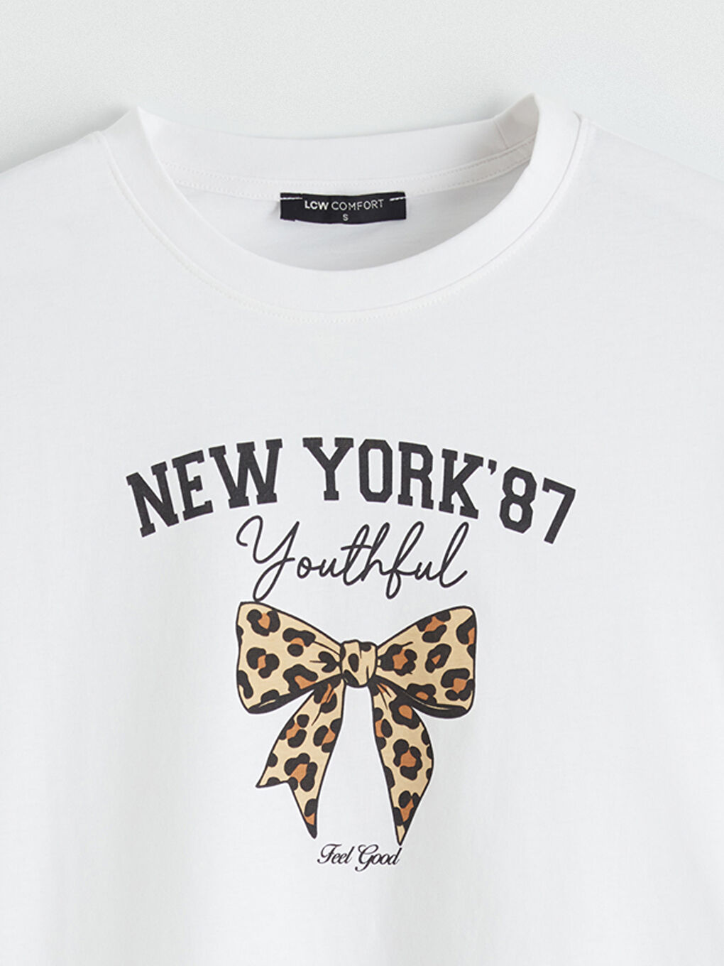 Әйелдерге арналған new york басылған дөңгелек жағалы футболка-5