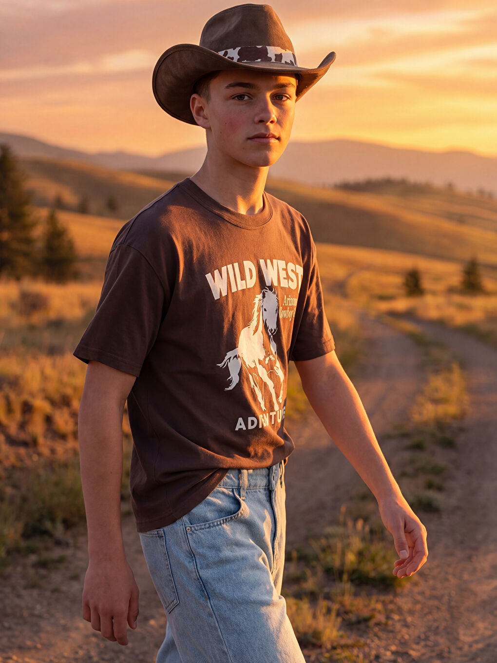 Crew Neck Printed Boys' T-Shirt-1