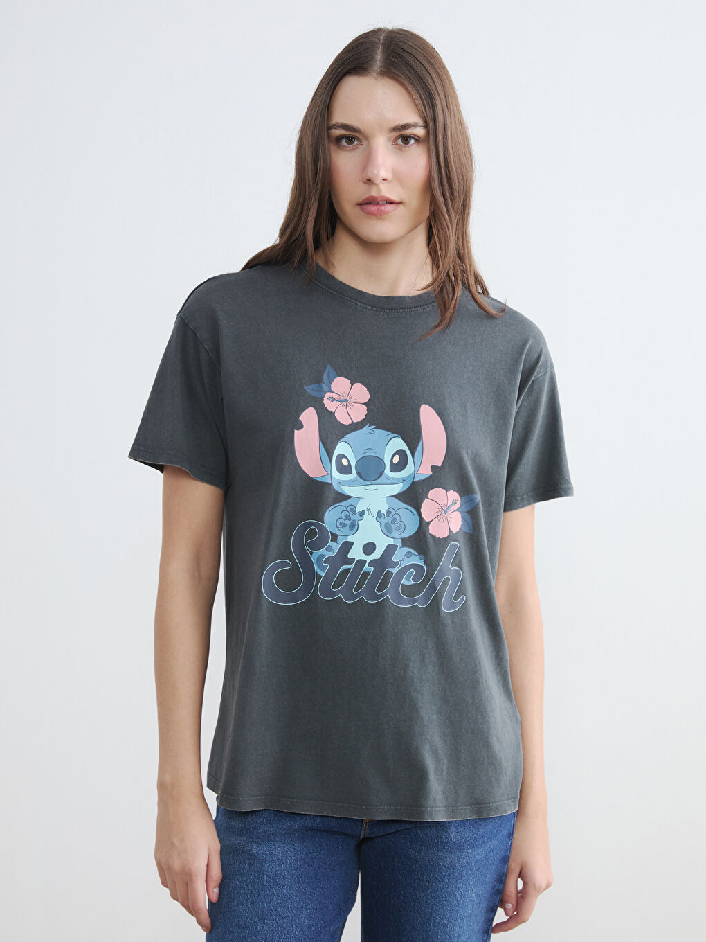 Crew Neck T-Shirt with Stitch Print