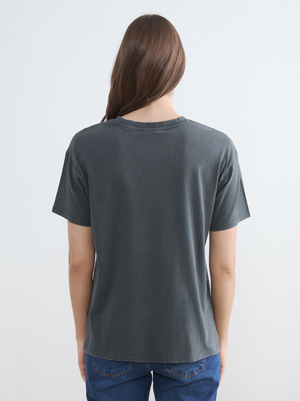 Crew Neck T-Shirt with Stitch Print-3