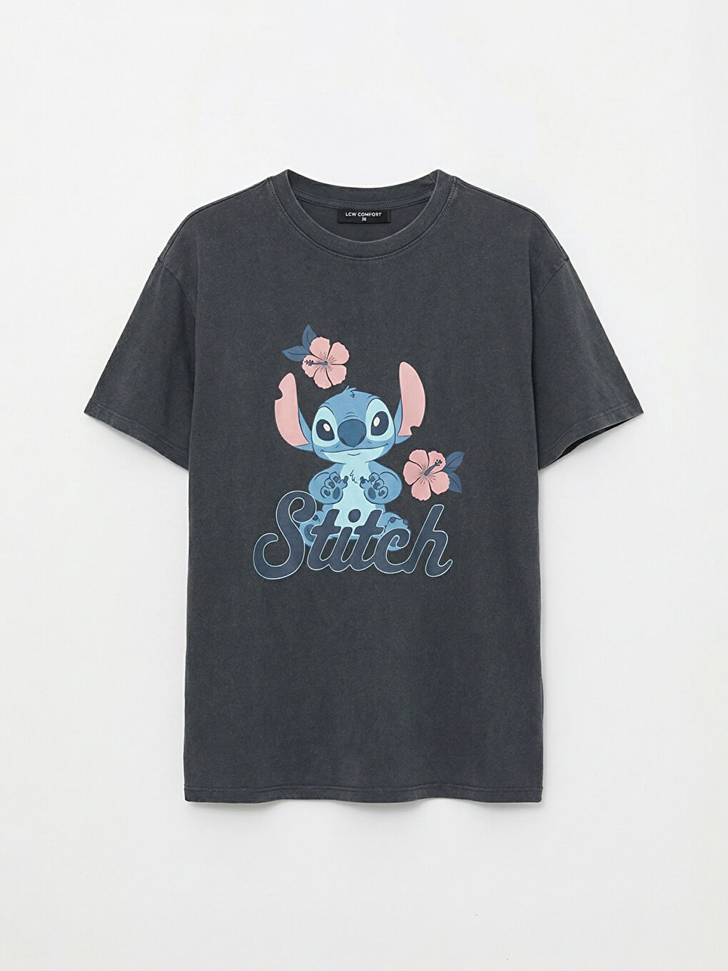 Crew Neck T-Shirt with Stitch Print-4