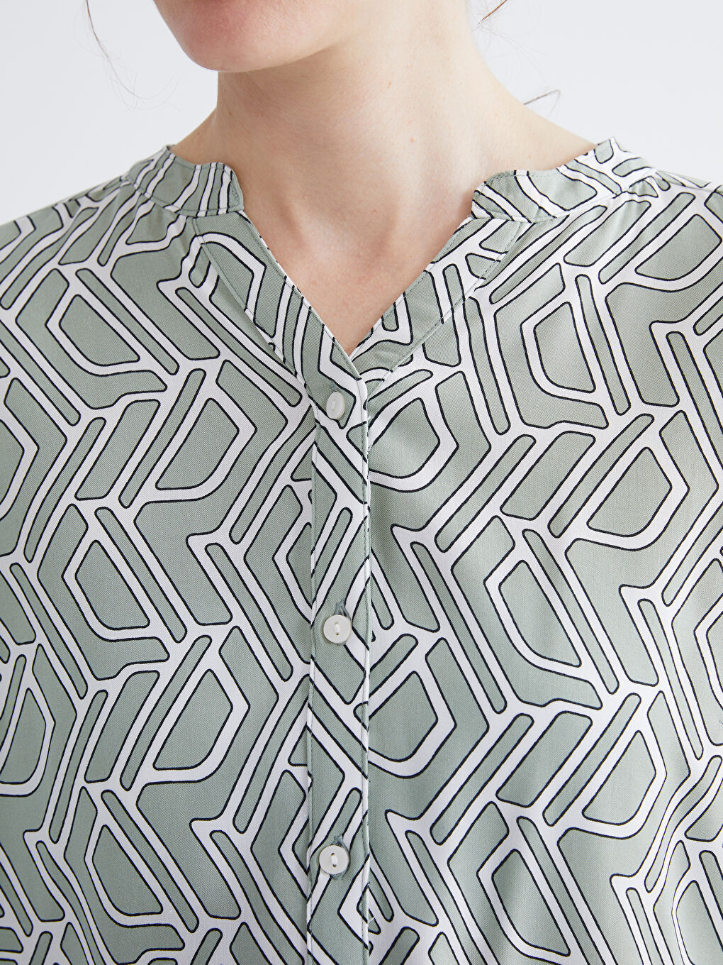 Asymmetrical Neckline Patterned Blouse-2
