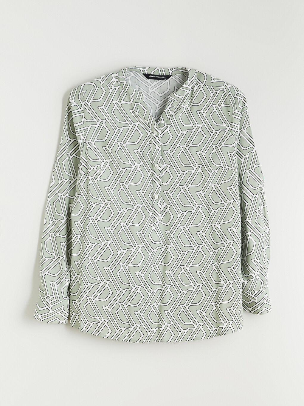 Asymmetrical Neckline Patterned Blouse-4