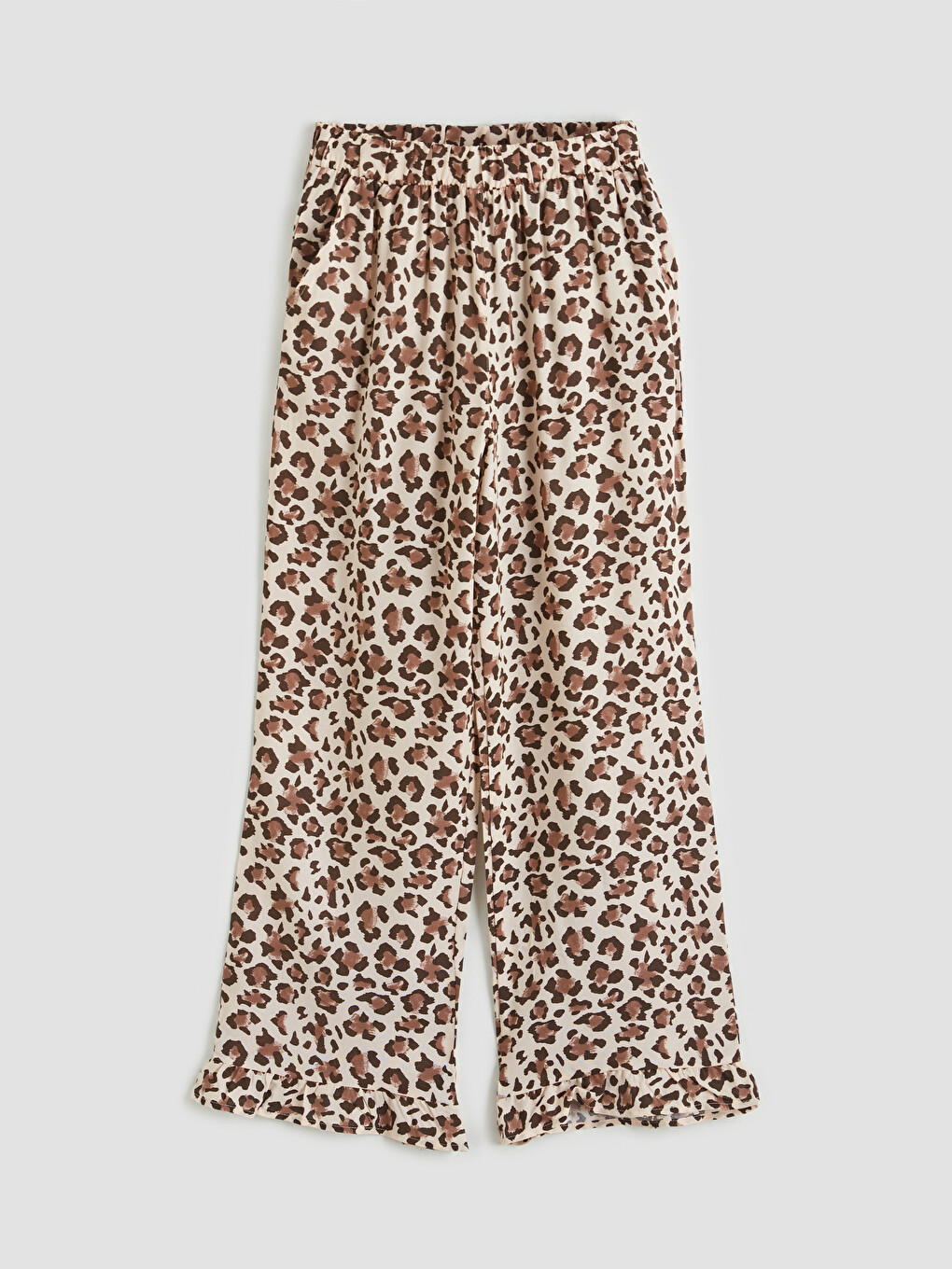 Ekru Leopar Desenli Kadın Pijama Altı-2