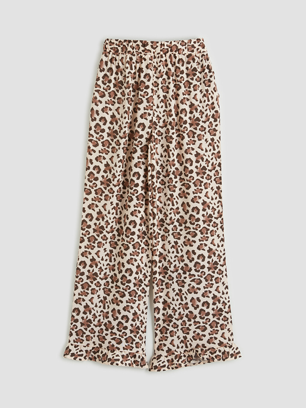 Ekru Leopar Desenli Kadın Pijama Altı-3