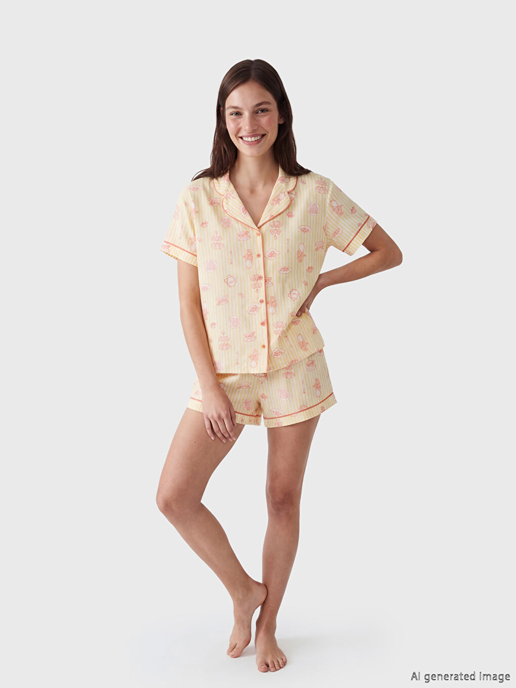 Woman ECRU Shortie Pyjama Set-1