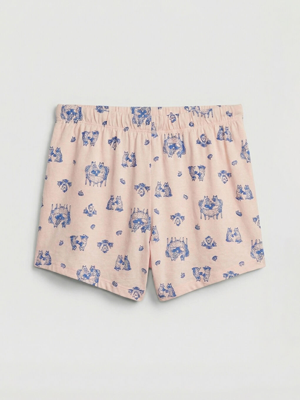 Pembe Beli Lastikli Baskılı Kadın Şort Pijama Alt-1