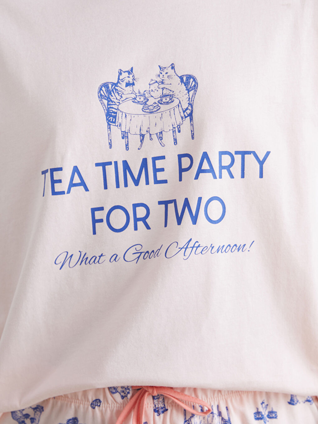 Pembe Bisiklet Yaka Baskılı Kadın Şortlu Pijama Takımı-2