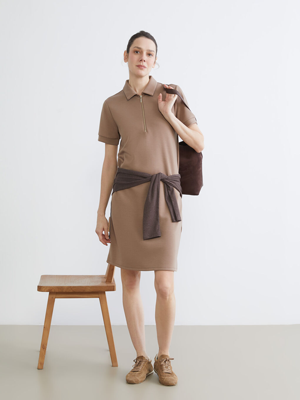 Collared Neck Mini Dress