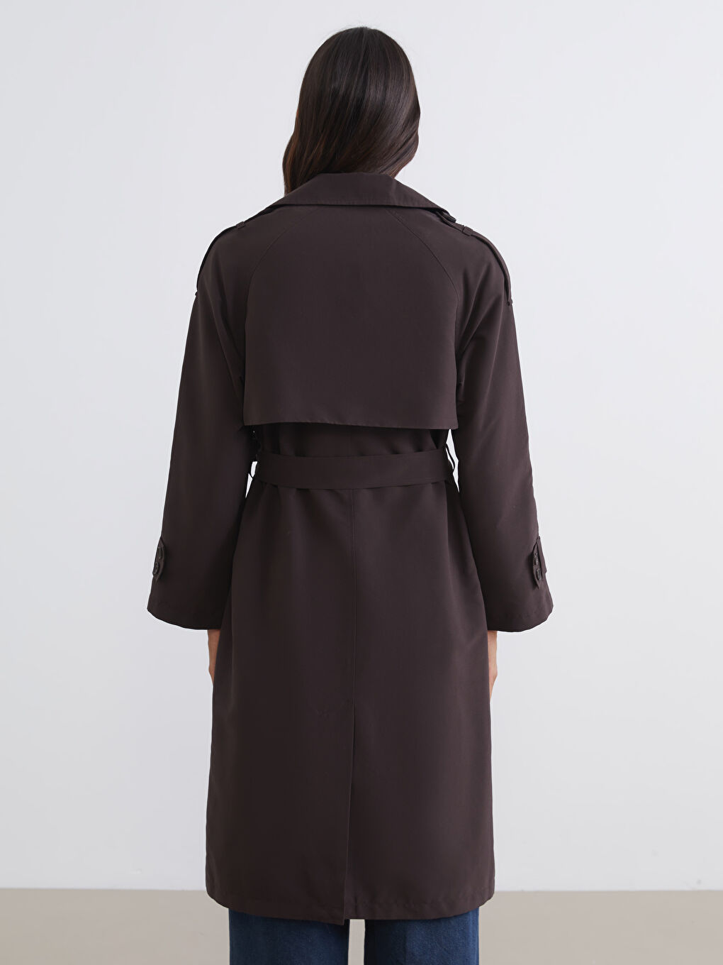 Double-Breasted Belted Women's Trench Coat-4