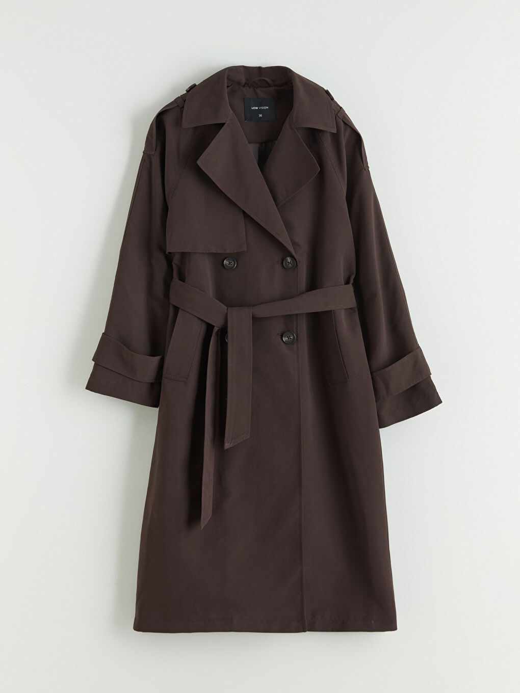 Double-Breasted Belted Women's Trench Coat-5