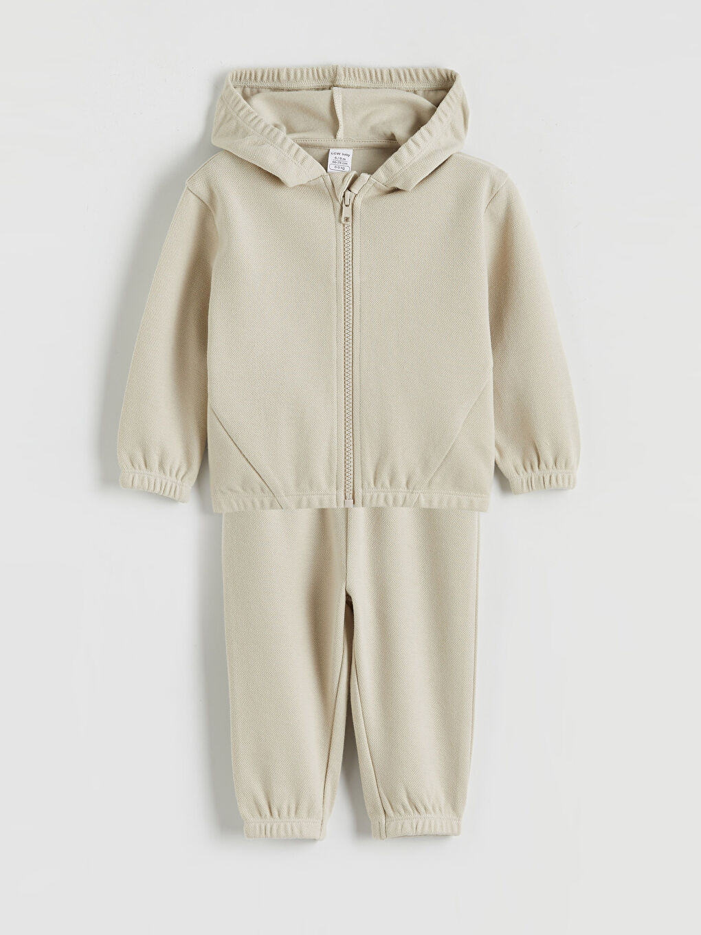 Bej Kapüşonlu Erkek Bebek Eşofman Takımı