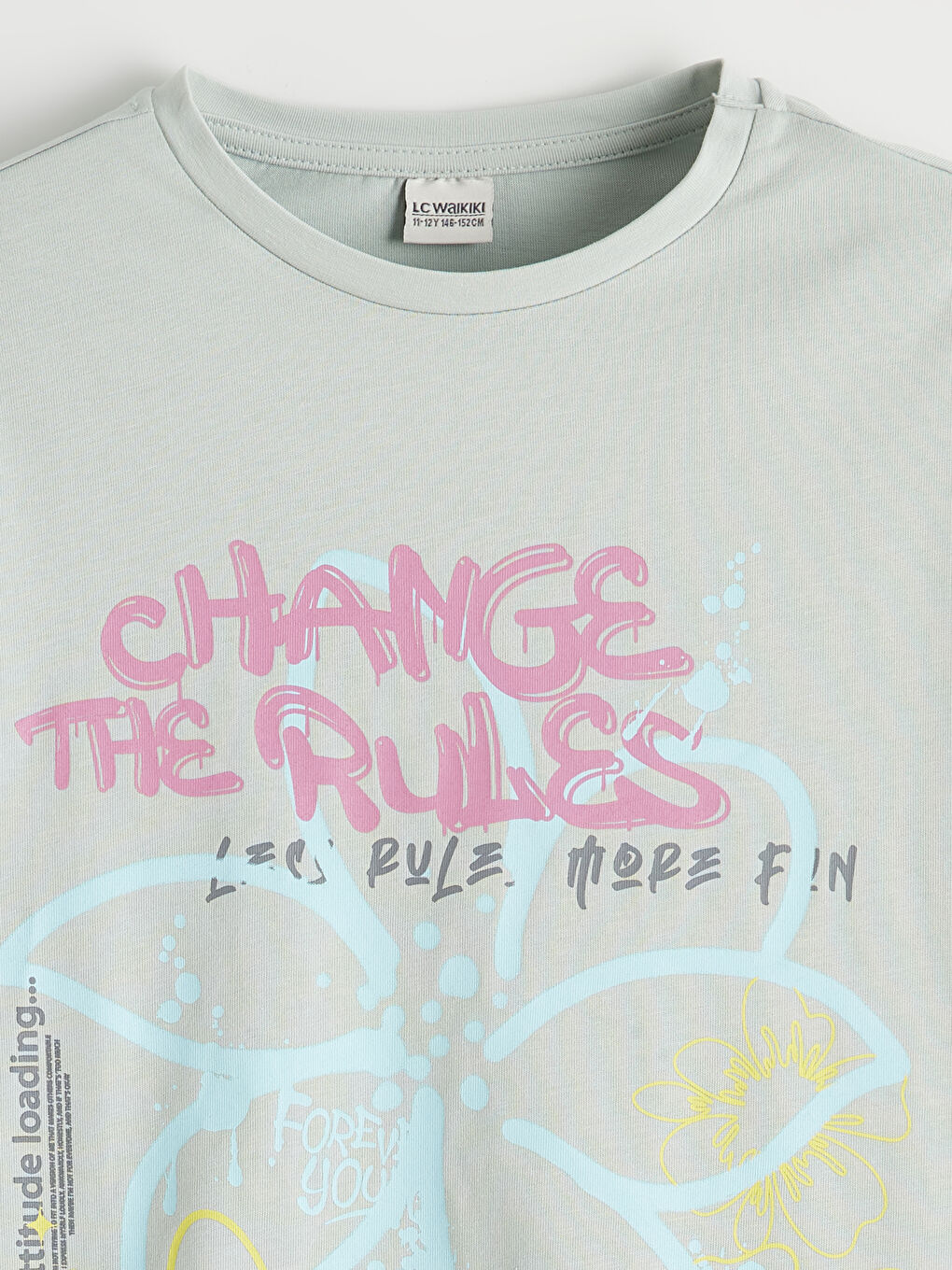 Mavi Kız Çocuk Baskılı Tişört-2