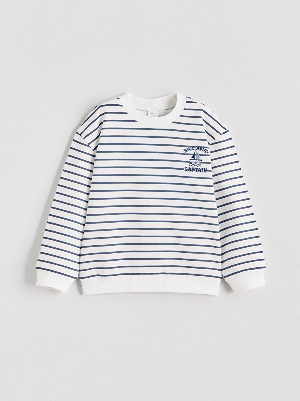 Ekru Erkek Bebek Çizgili Sweatshirt ve Eşofman Altı-1