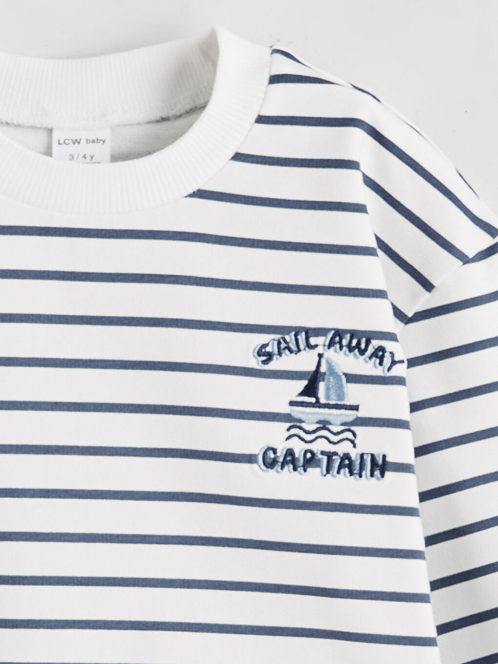 Ekru Erkek Bebek Çizgili Sweatshirt ve Eşofman Altı-2