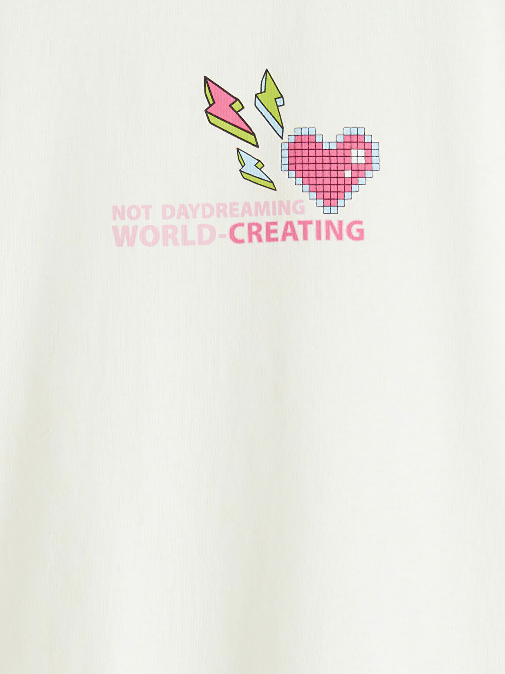 Beyaz Bisiklet Yaka Baskılı Kız Çocuk Tişört 2'li-2