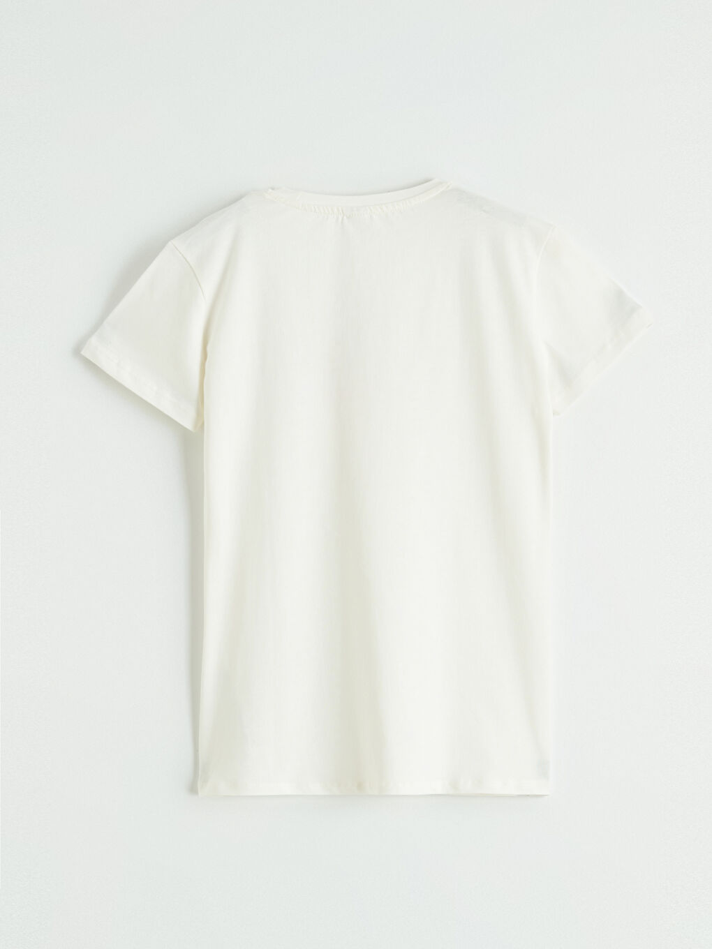 Beyaz Bisiklet Yaka Baskılı Kız Çocuk Tişört 2'li-3