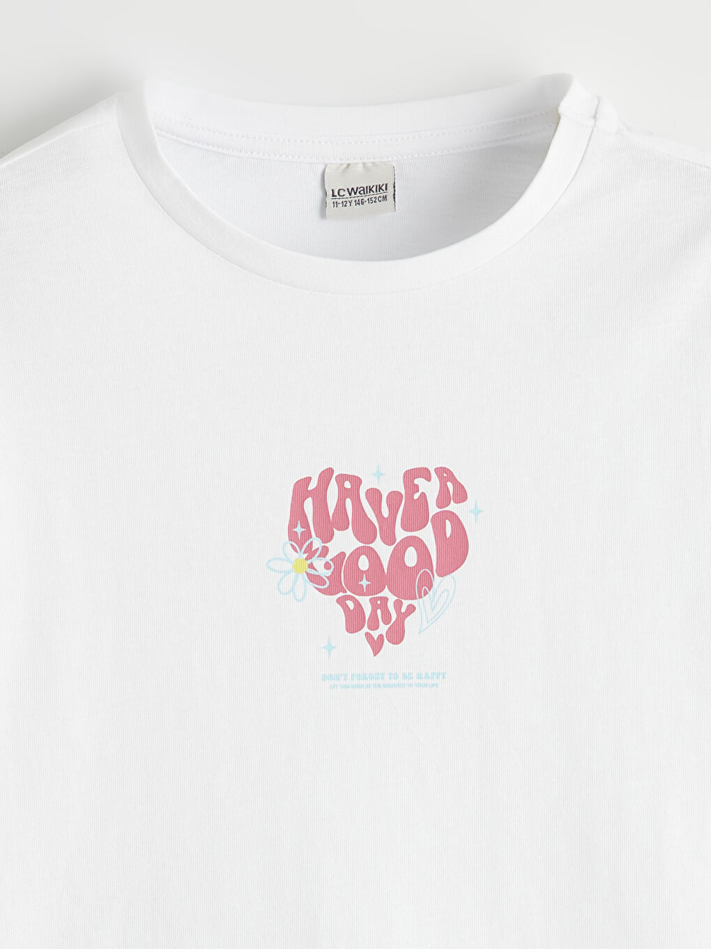 Beyaz Baskılı Kız Çocuk Tişört 2'li-2