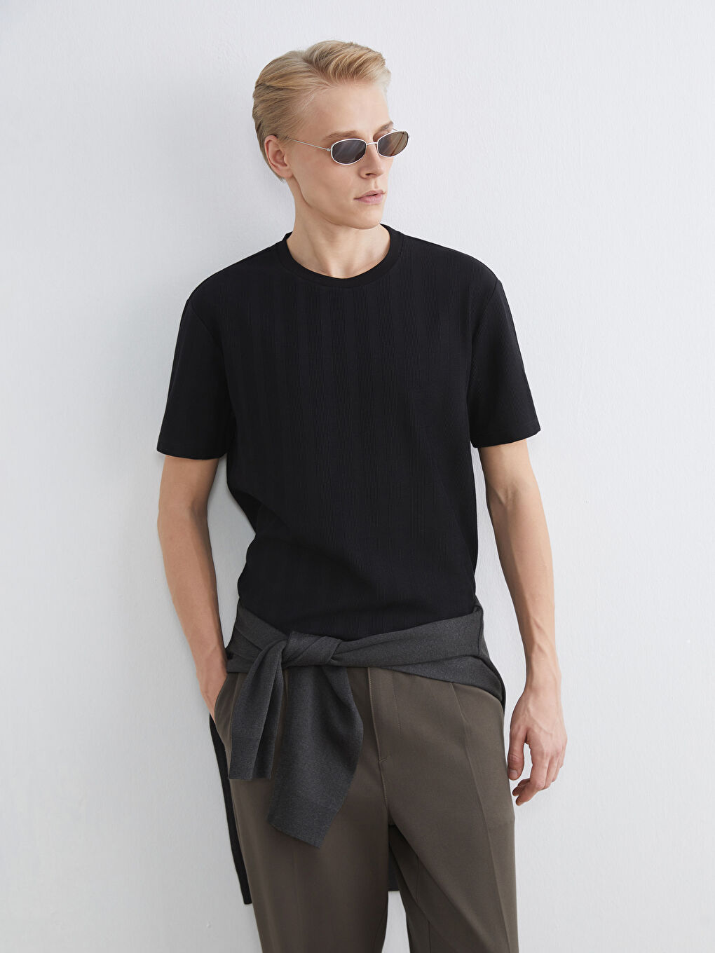 Текстурная футболка с круглым вырезом для мужчин