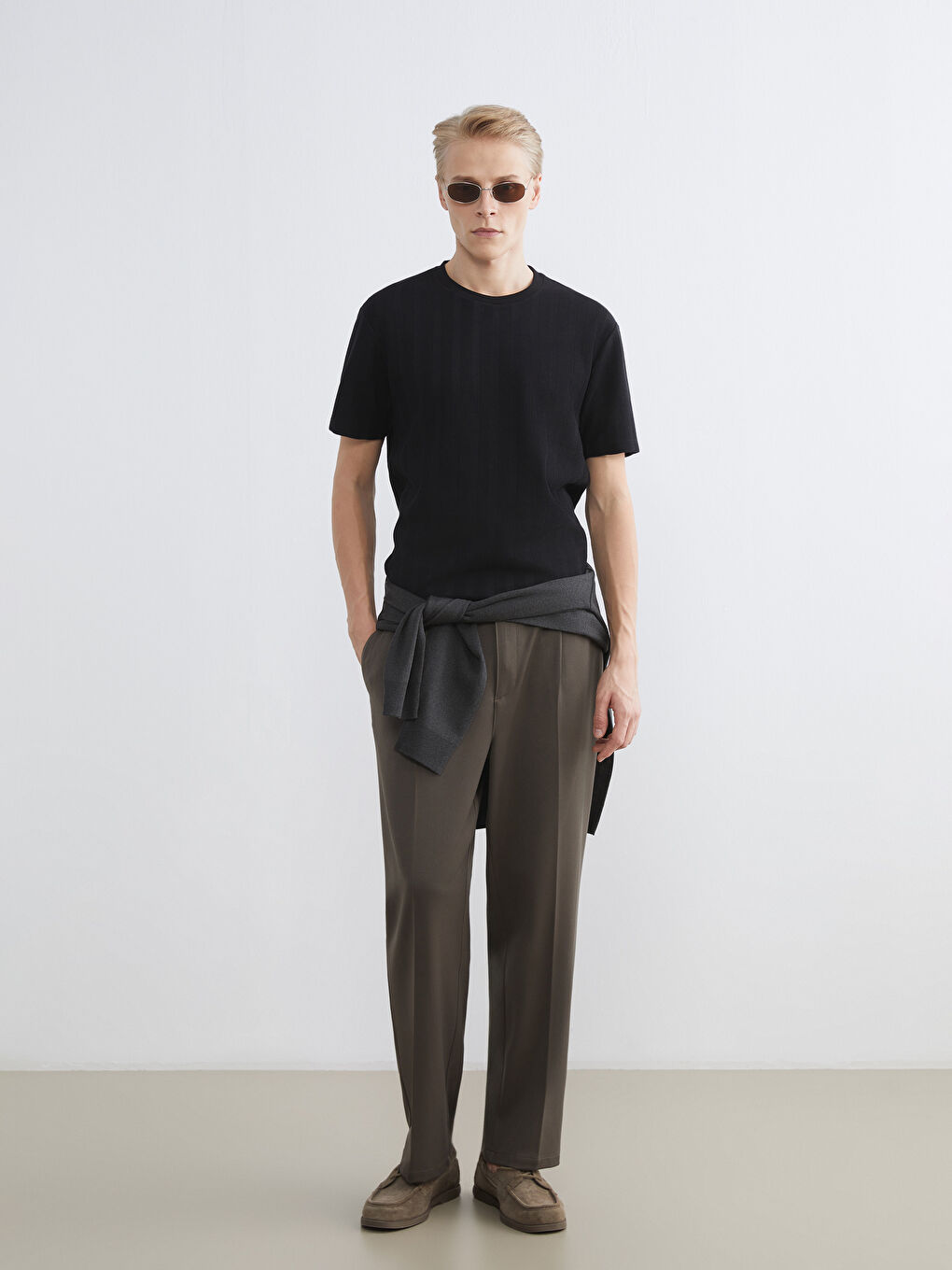 Текстурная футболка с круглым вырезом для мужчин-1