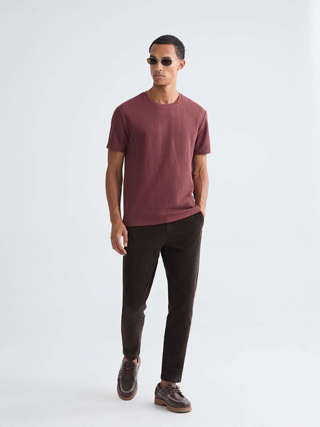 Bisiklet Yaka Erkek Dokulu Tişört-3