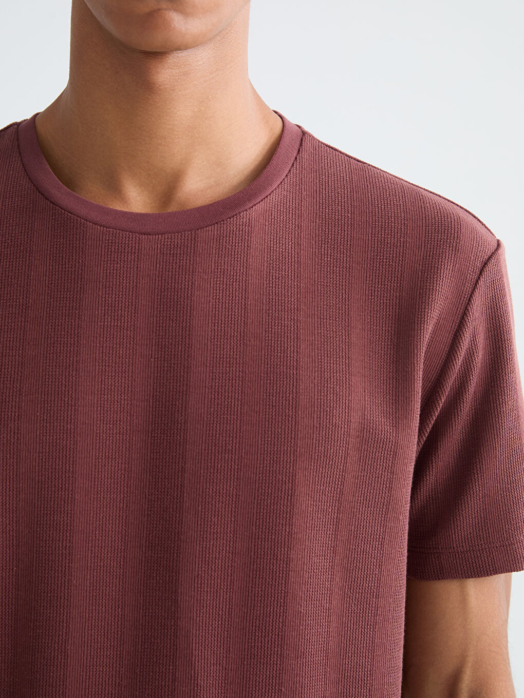 Bisiklet Yaka Erkek Dokulu Tişört-5