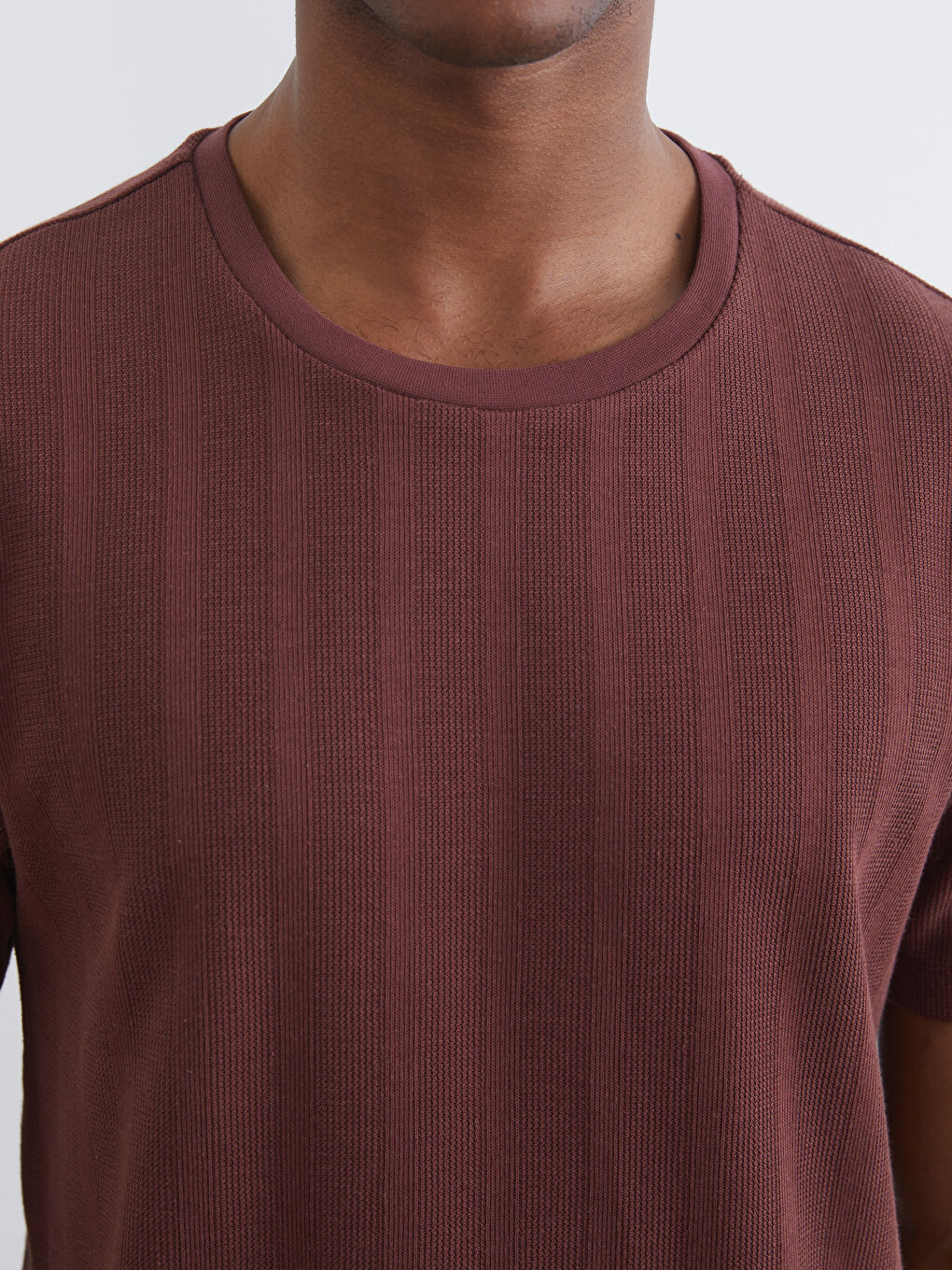 Bisiklet Yaka Erkek Dokulu Tişört-4