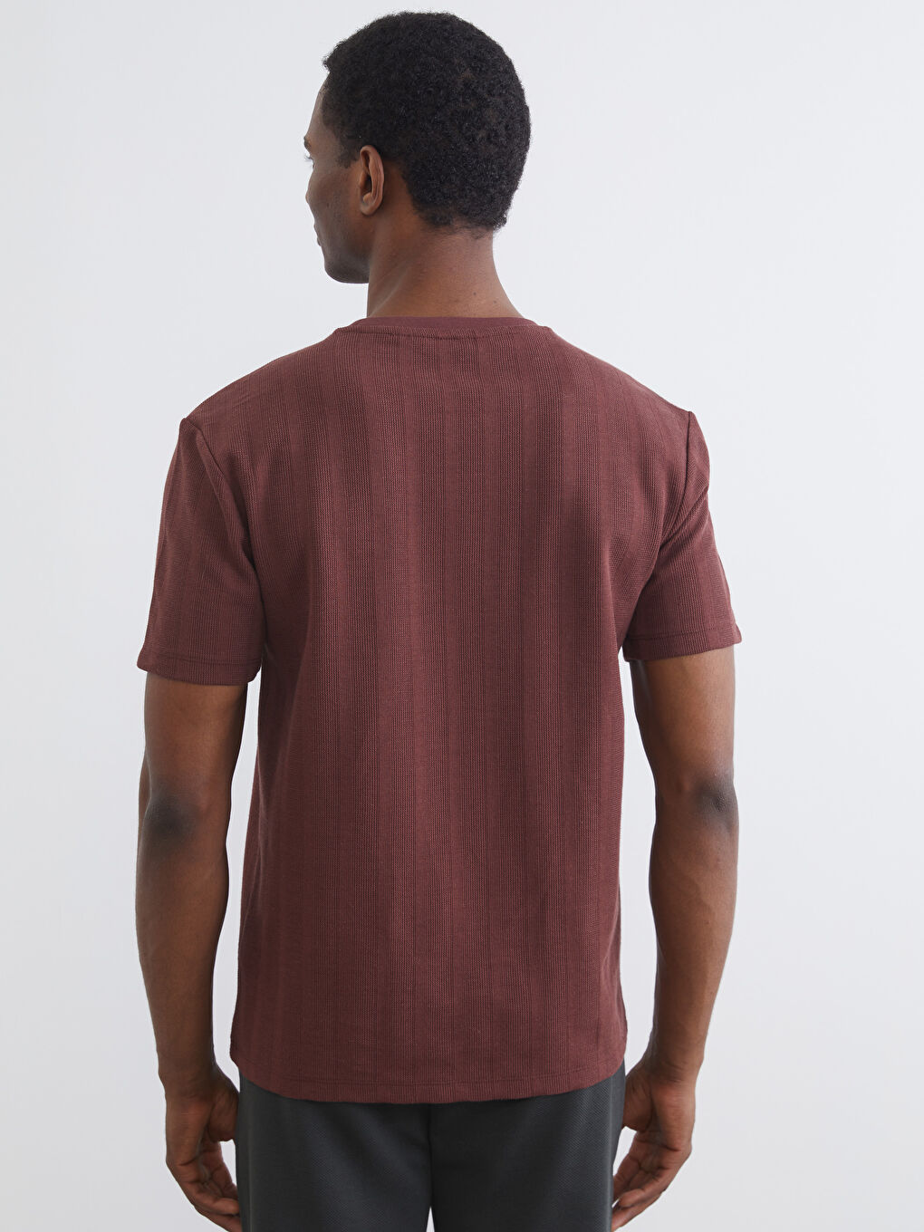 Bisiklet Yaka Erkek Dokulu Tişört-6