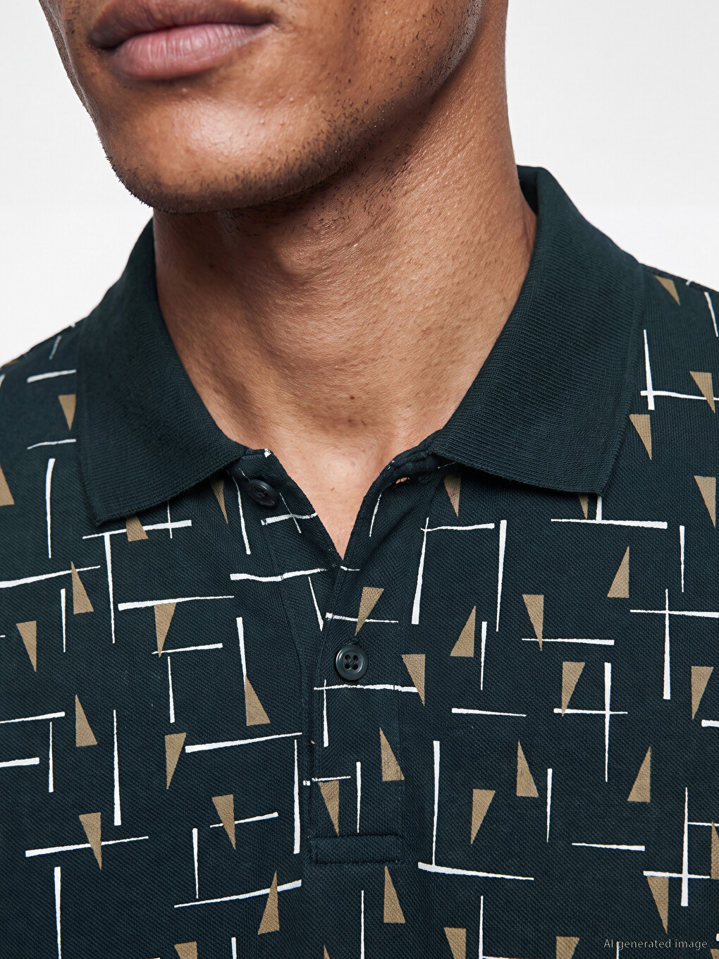 Polo Collar Patterned Pique Men's T-shirt-2