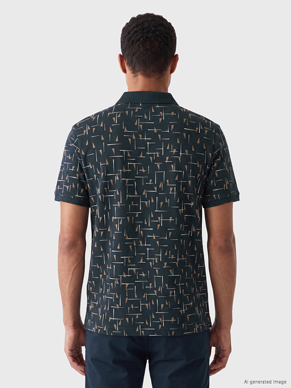 Polo Collar Patterned Pique Men's T-shirt-3
