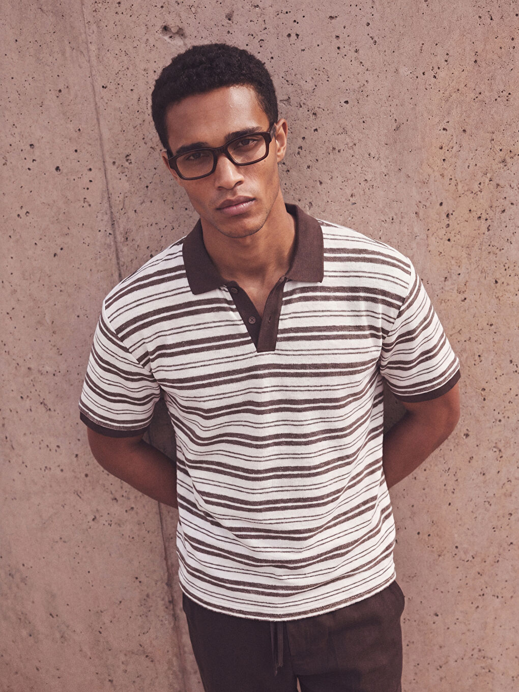 Мужская футболка из джерси в полоску с воротником поло