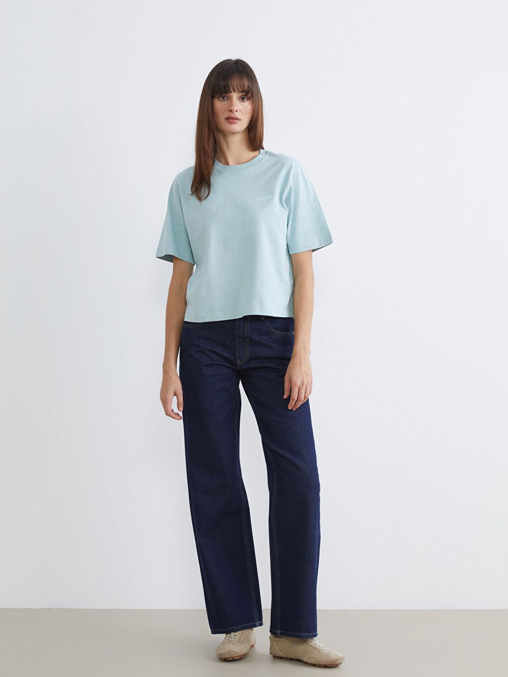 Женщины Зелёный Футболка-1