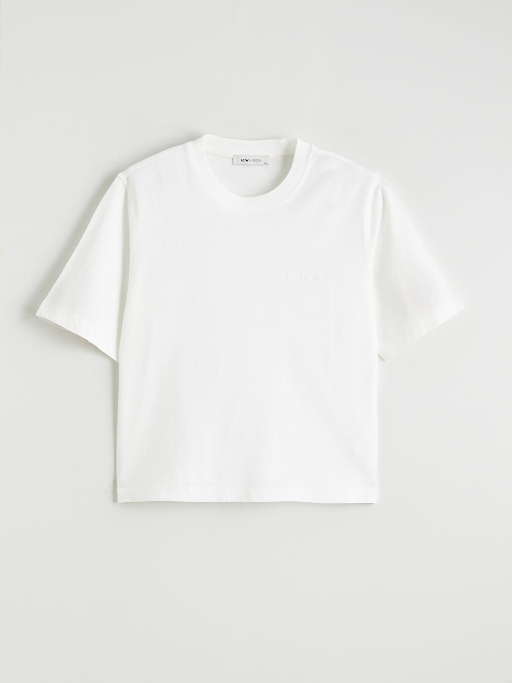 Ekru Bisiklet Yaka Kadın Tişört	-4