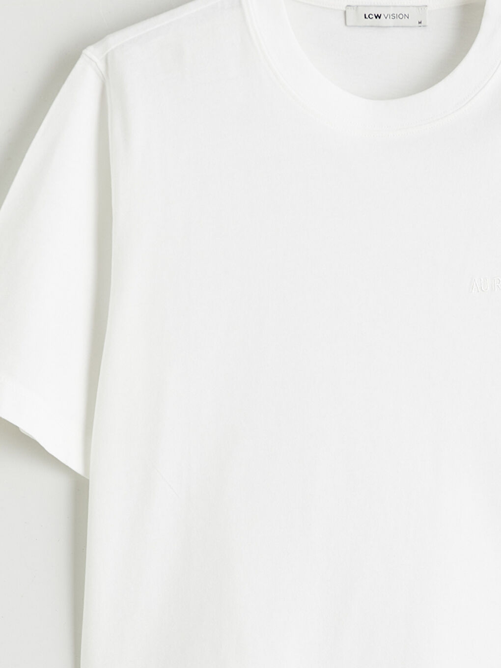 Ekru Bisiklet Yaka Kadın Tişört	-5