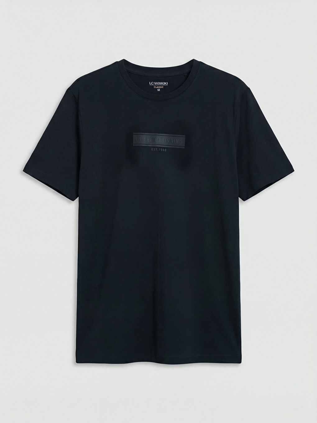 Siyah Bisiklet Yaka Erkek Penye Tişört