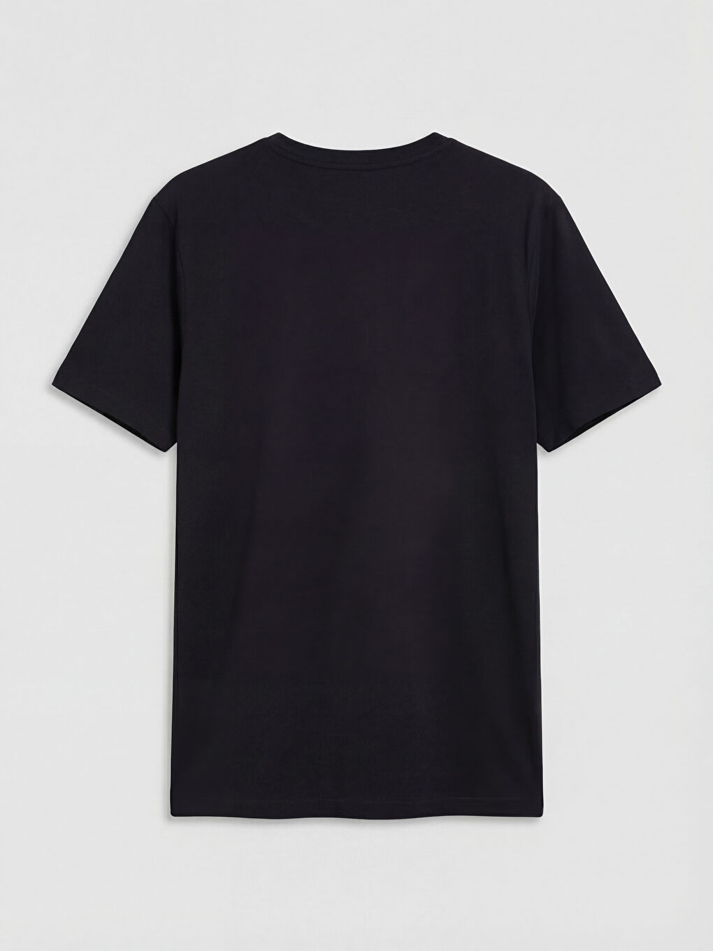 Siyah Bisiklet Yaka Erkek Penye Tişört-1