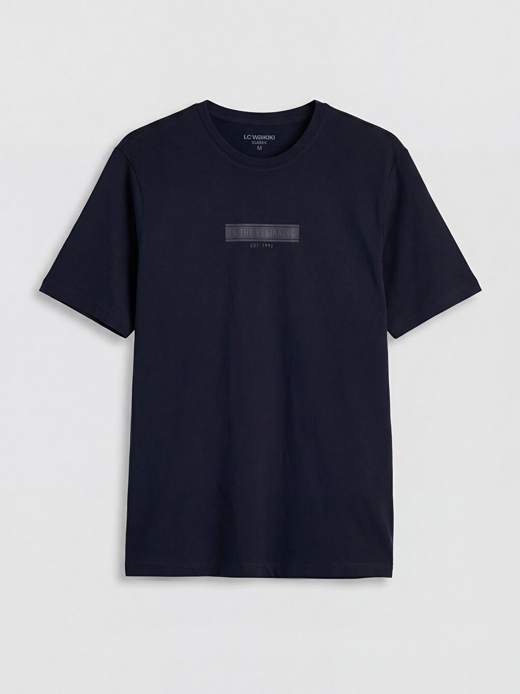 Lacivert Bisiklet Yaka Erkek Penye Tişört