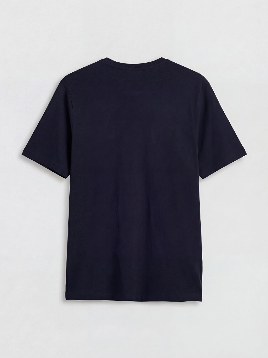 Lacivert Bisiklet Yaka Erkek Penye Tişört-1