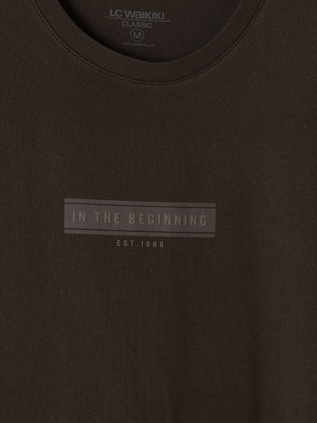 Kahverengi Bisiklet Yaka Baskılı Erkek Penye Tişört-2