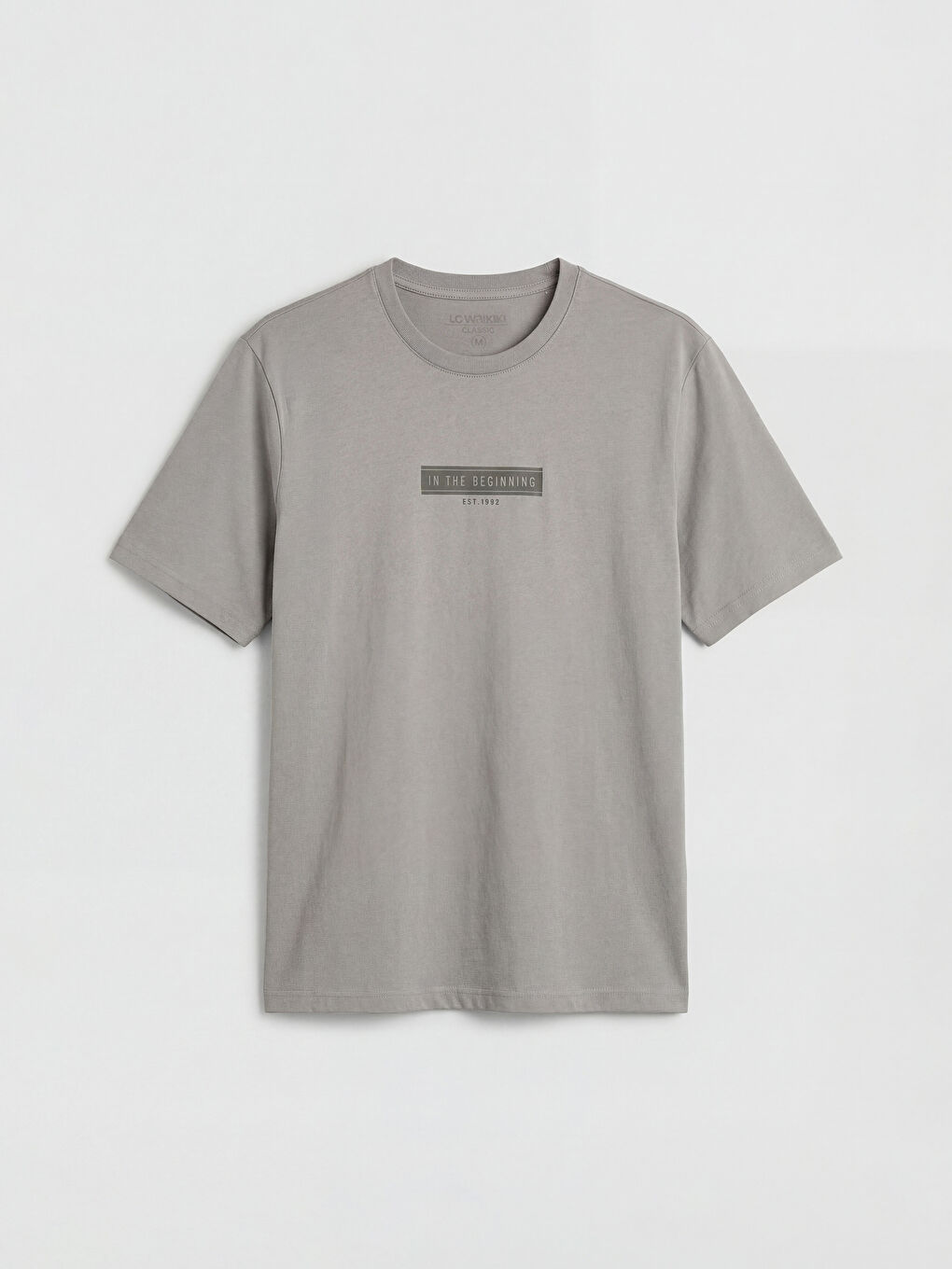 Gri Bisiklet Yaka Erkek Penye Tişört