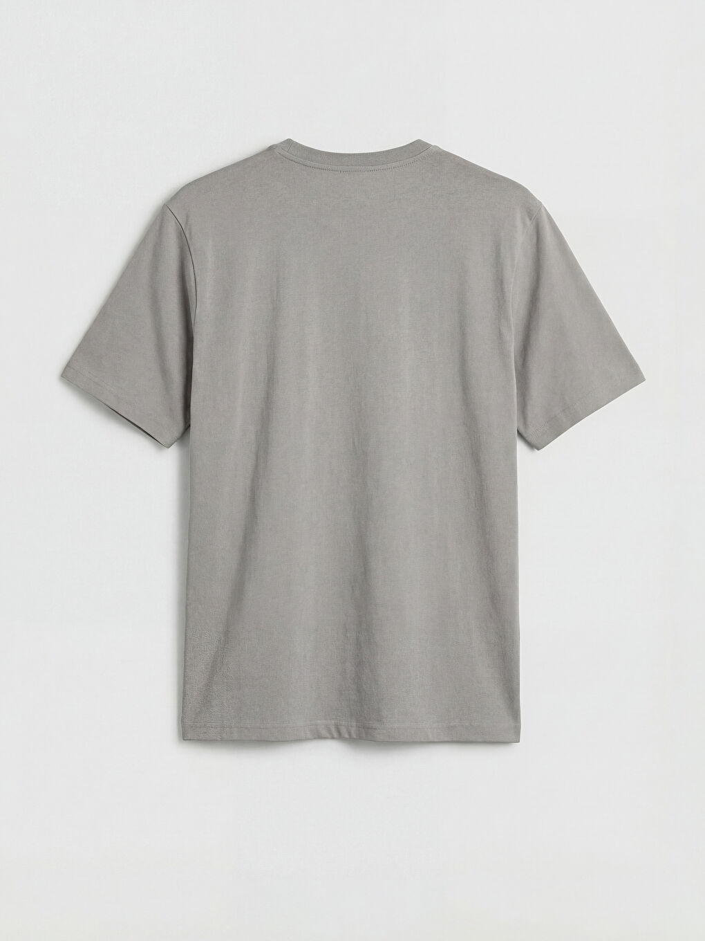 Gri Bisiklet Yaka Erkek Penye Tişört-1