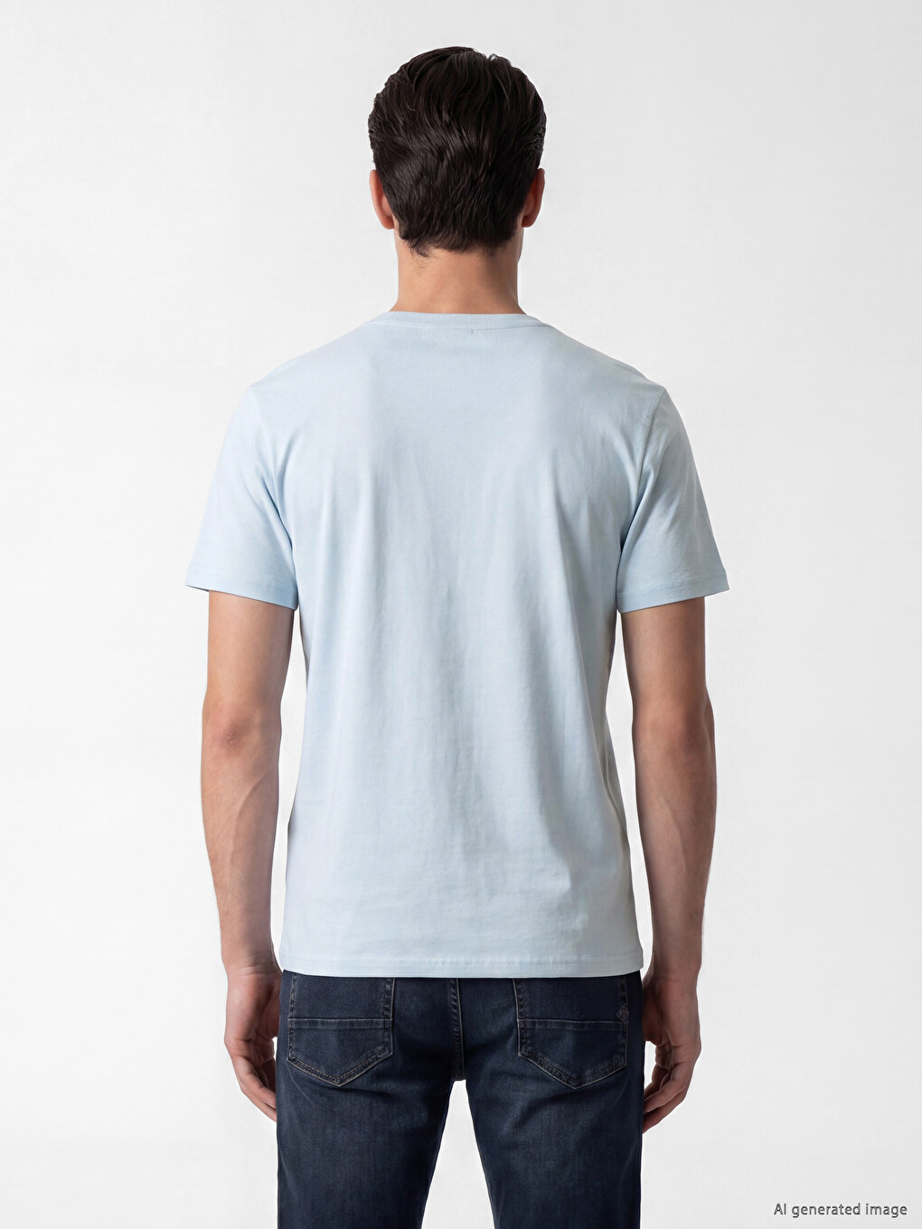 Tricou din jerseu cu imprimeu pentru bărbați, cu guler rotund-3