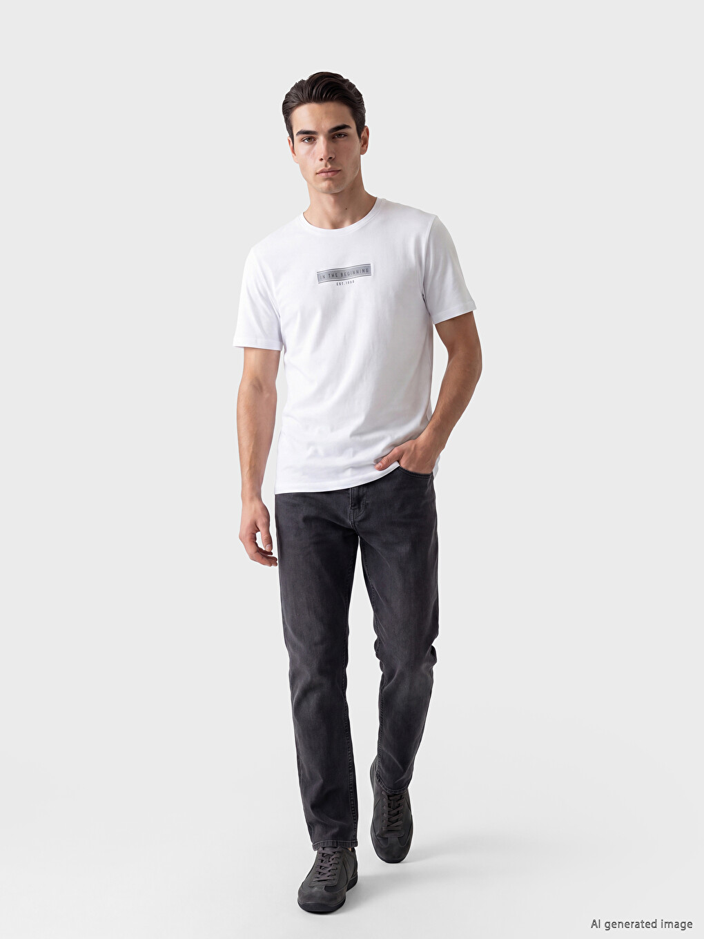 T-shirt en jersey à col rond imprimé pour homme-1