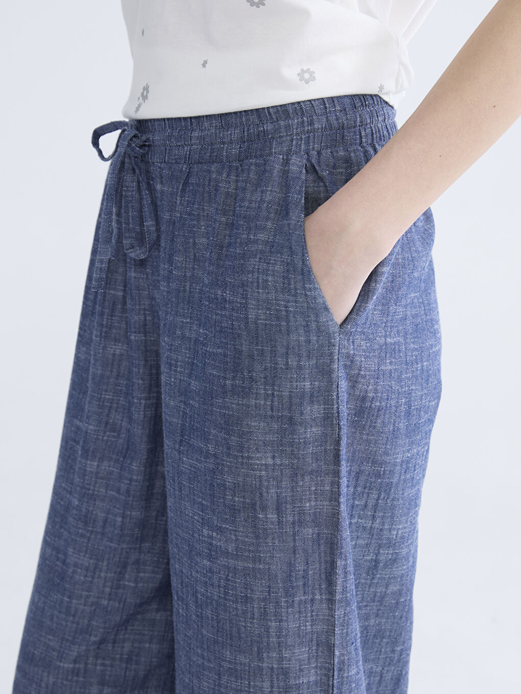 Elasticated Waist Wide Leg Women's Trousers-2