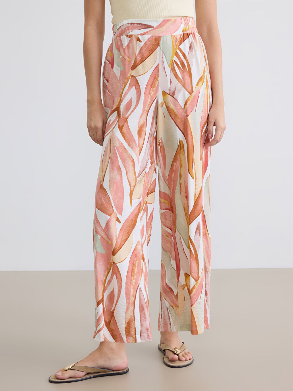 Women's Patterned Trousers with Elastic Waist-1